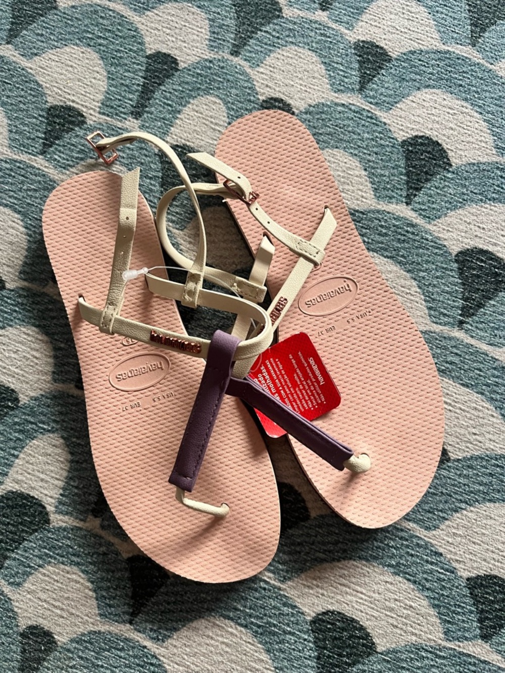 Havaianas Pale Pink Footbed with Lavender and Cream Straps Sandals